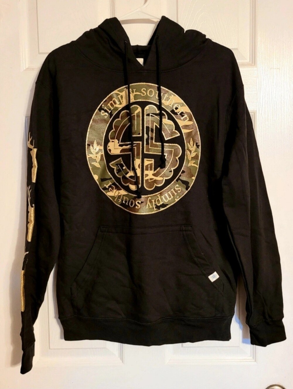 Simply Southern Black Hoodie with Gold Camo Logo